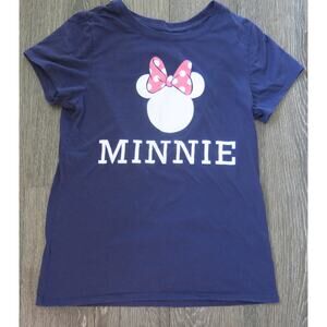 DISNEY FAMILY FUN Minnie Mouse Bow T Shirt Size XS Women Blue Retro Classic